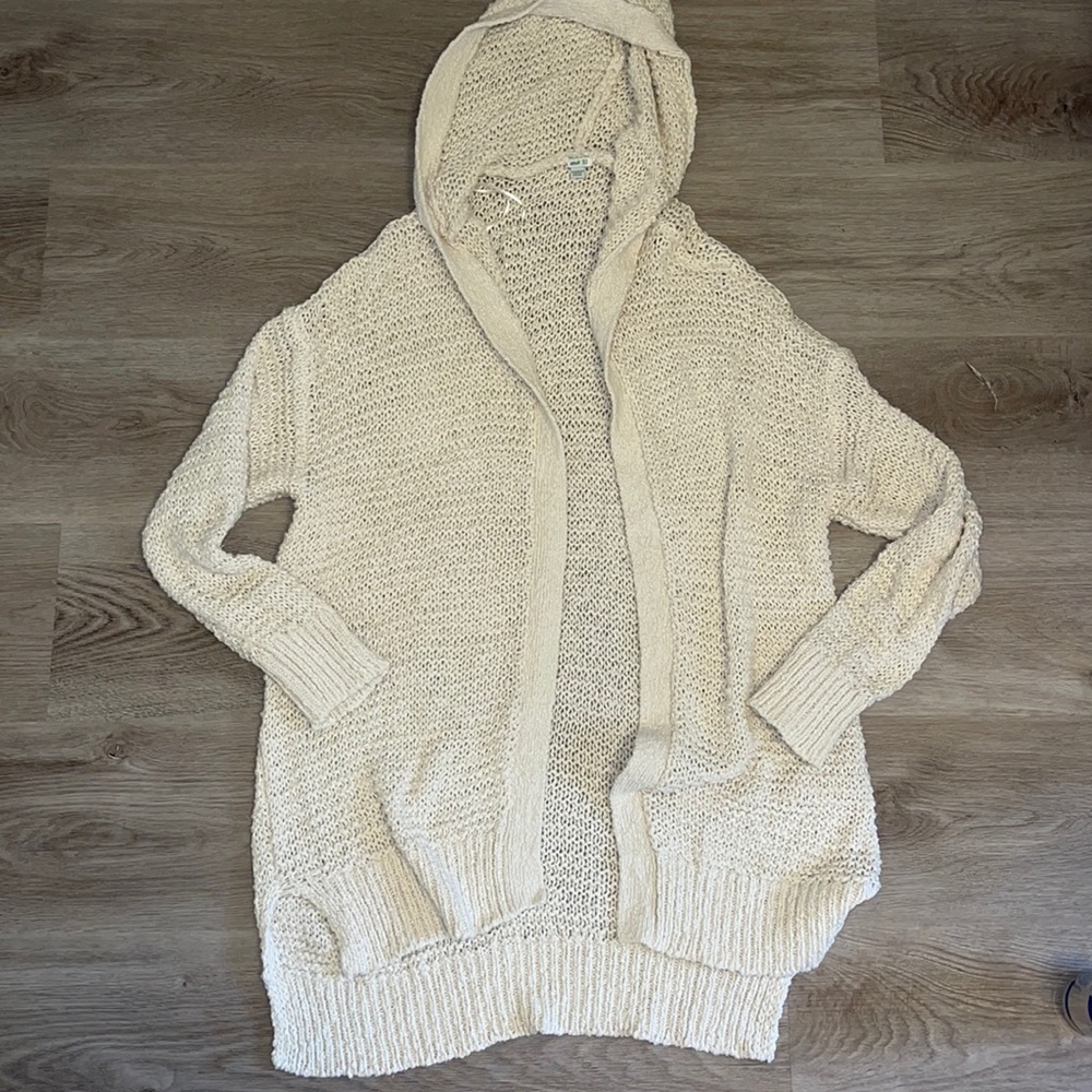 aerie cream oversized hooded cardigan